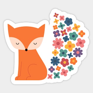 Floral Fox Sticker